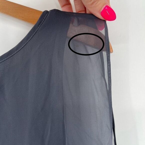 Aidan By Aidan Mattox Sleeveless Chiffon Blouson Sequin Mini Dress US 2 Gunmetal - Picture 4 of 8